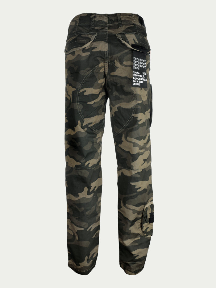 Black Denim Men's Cargo Pants Green Camo