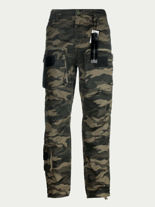 Black Denim Men's Cargo Pants Green Camo