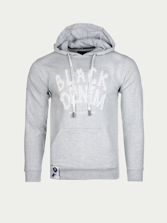 Black Denim Classic Logo Men's Heather Grey Pullover Hoodie