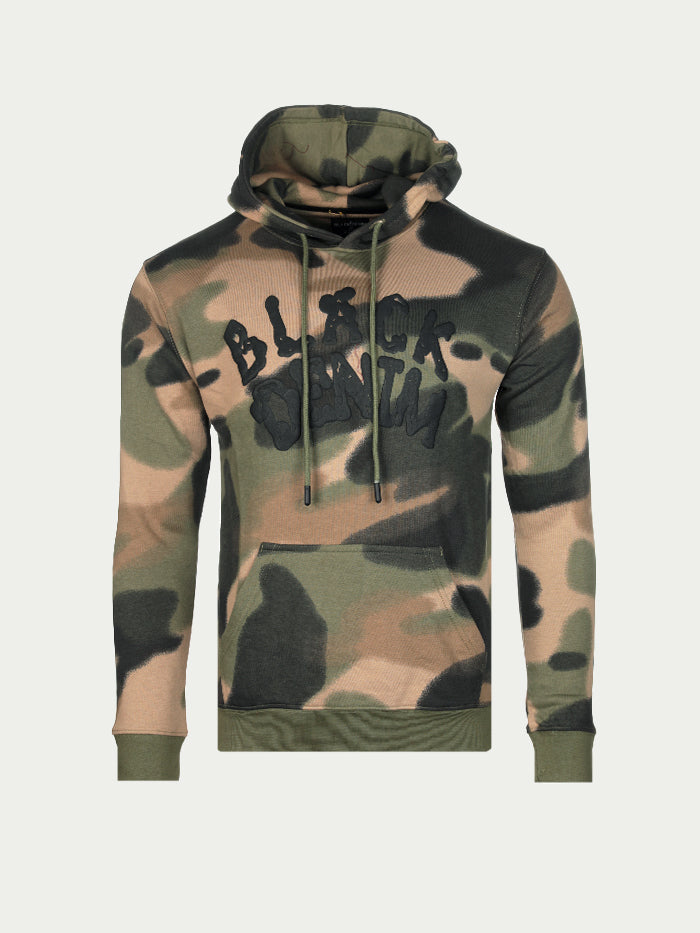 Black Denim Classic Logo Men's Camo Pullover Hoodie