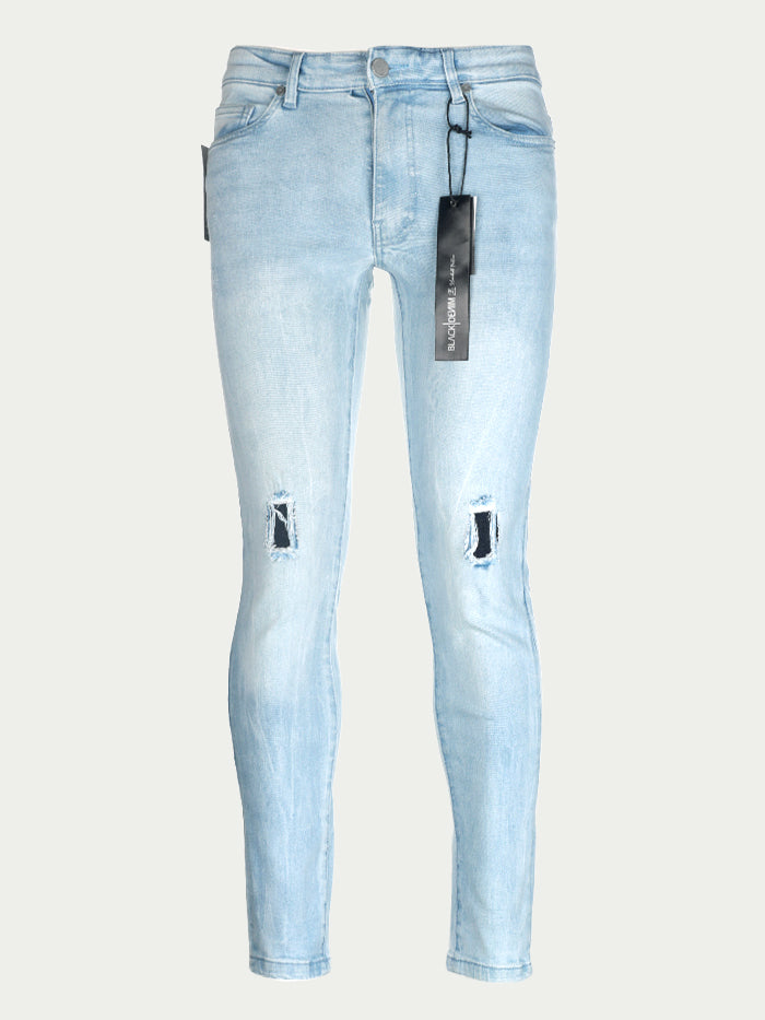 Black Denim Classic Men's Skinny Jeans Ice Blue 